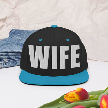 3D Puff Embroidered Wife Snapback Hat