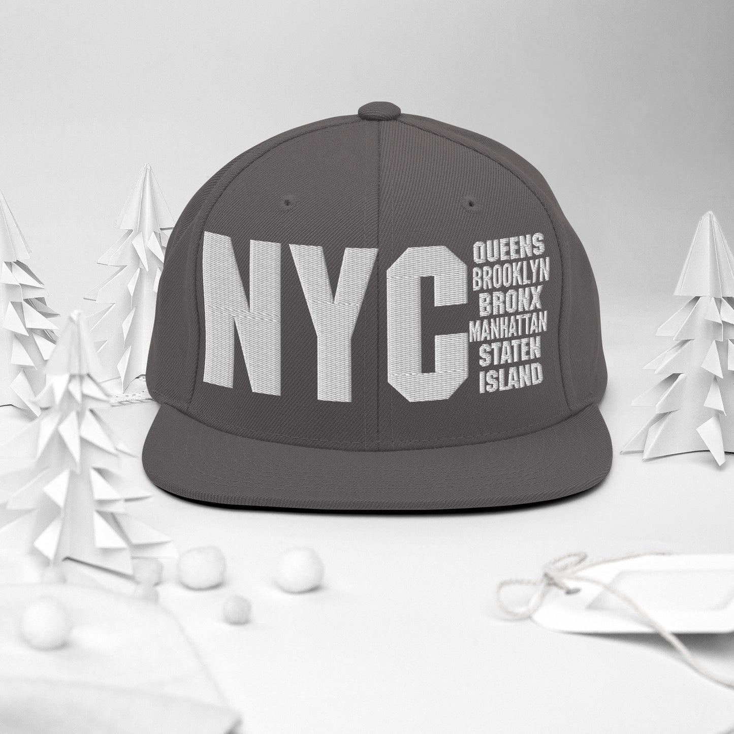 3D Puff Embroidered NYC 5 Boroughs Snapback Hat