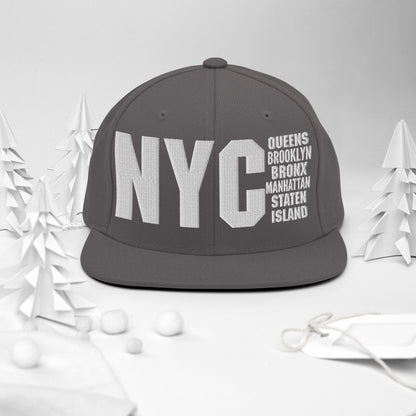 3D Puff Embroidered NYC 5 Boroughs Snapback Hat