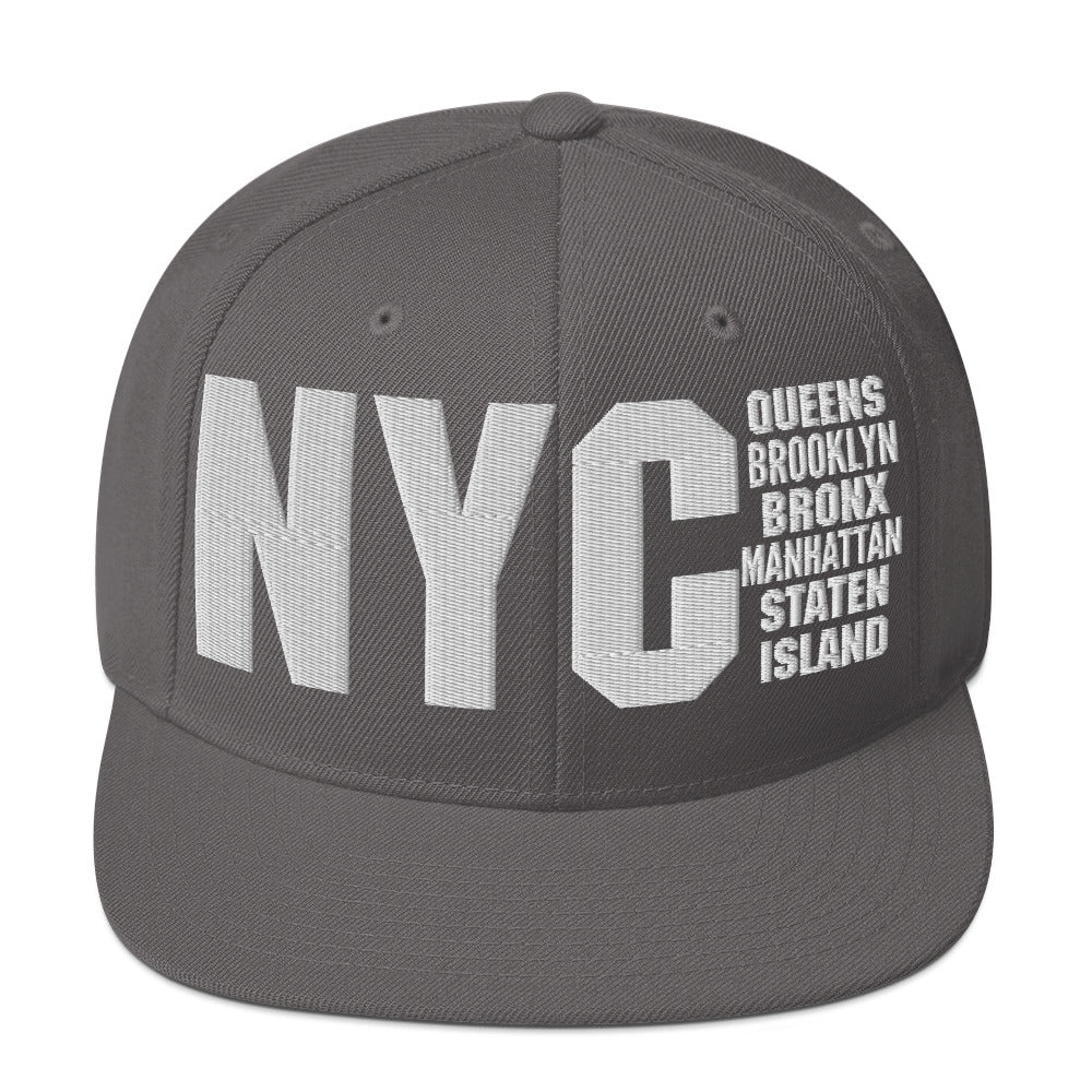 3D Puff Embroidered NYC 5 Boroughs Snapback Hat