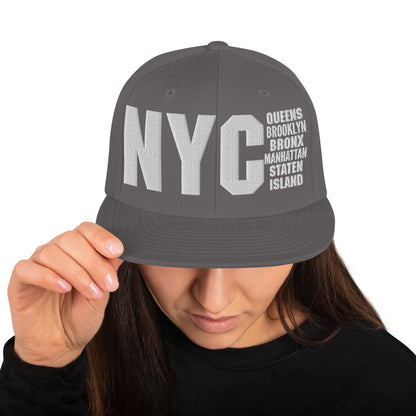 3D Puff Embroidered NYC 5 Boroughs Snapback Hat