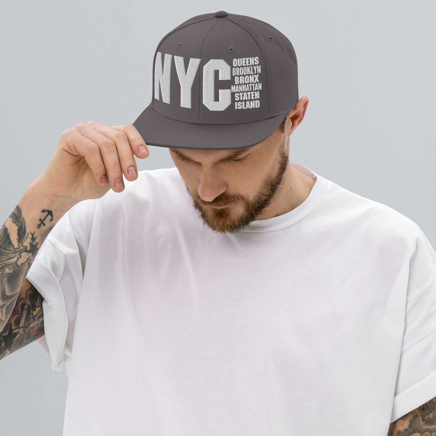 3D Puff Embroidered NYC 5 Boroughs Snapback Hat