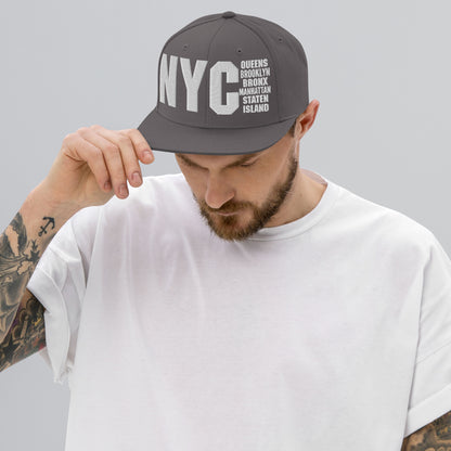 3D Puff Embroidered NYC 5 Boroughs Snapback Hat