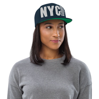 3D Puff Embroidered NYC 5 Boroughs Snapback Hat