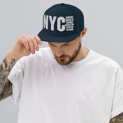 3D Puff Embroidered NYC 5 Boroughs Snapback Hat