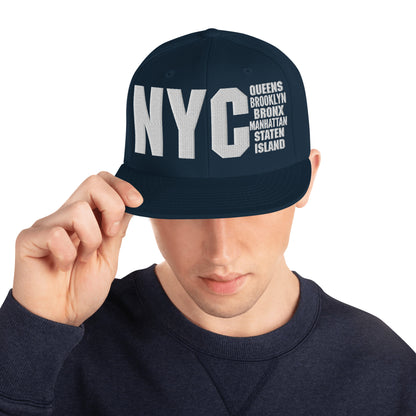 3D Puff Embroidered NYC 5 Boroughs Snapback Hat