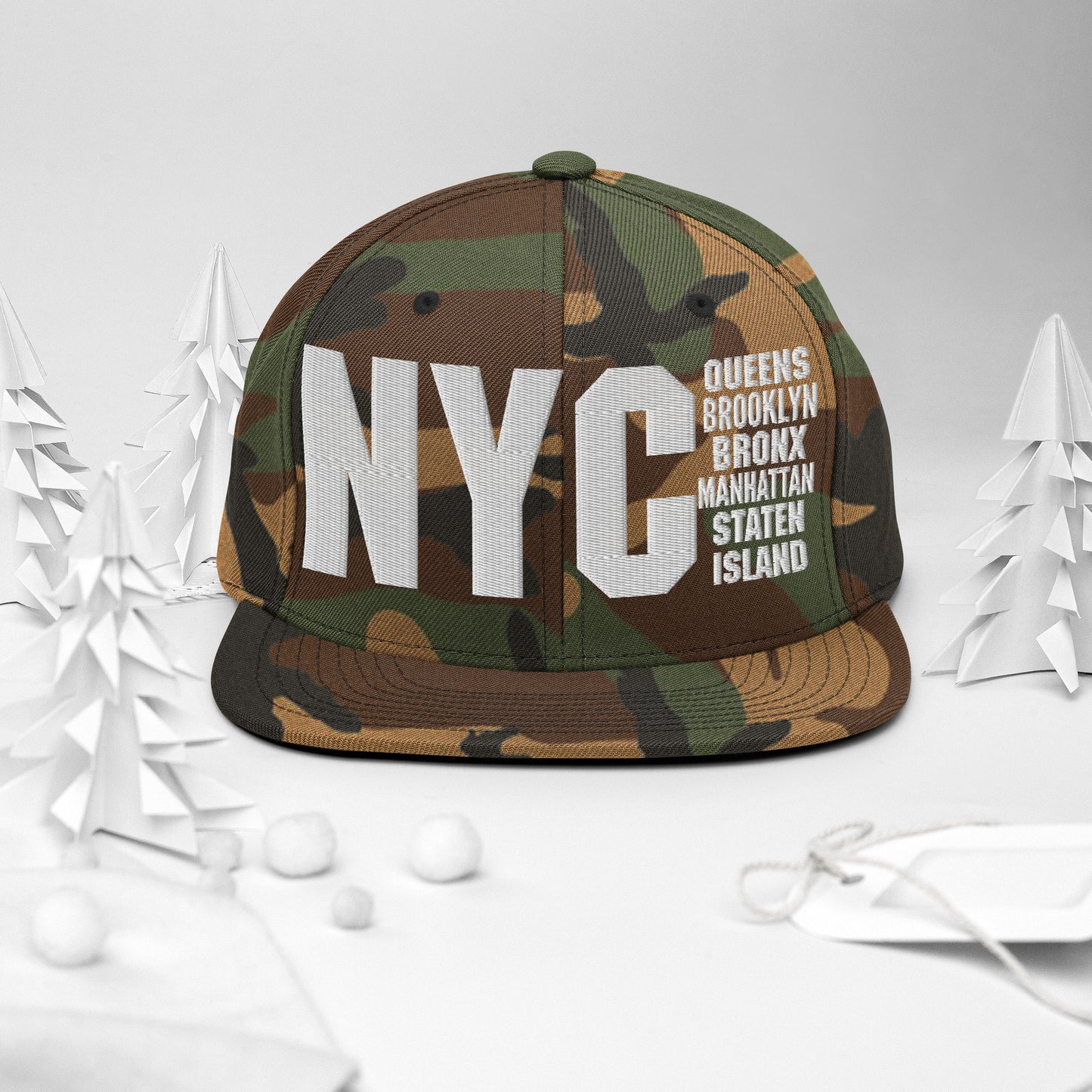 3D Puff Embroidered NYC 5 Boroughs Snapback Hat