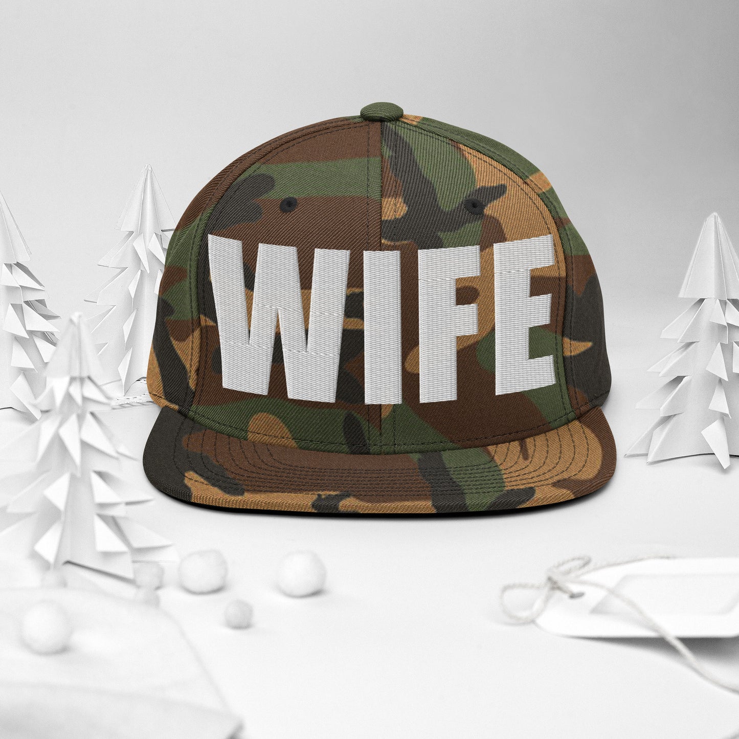 3D Puff Embroidered Wife Snapback Hat