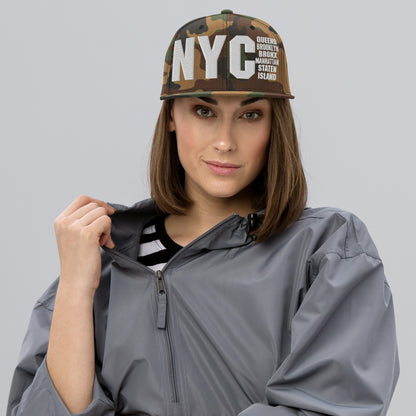 3D Puff Embroidered NYC 5 Boroughs Snapback Hat