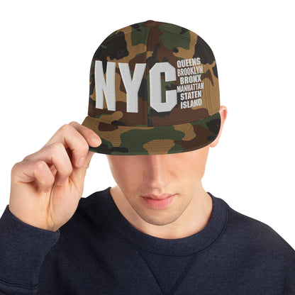3D Puff Embroidered NYC 5 Boroughs Snapback Hat