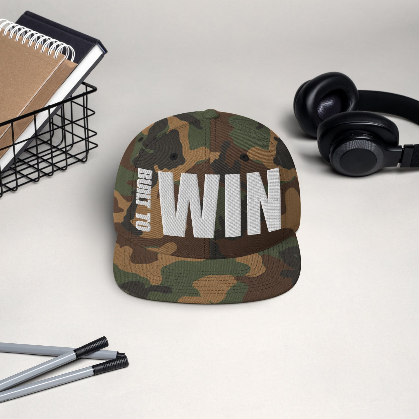 3D Puff Embroidered Built To Win Snapback Hat