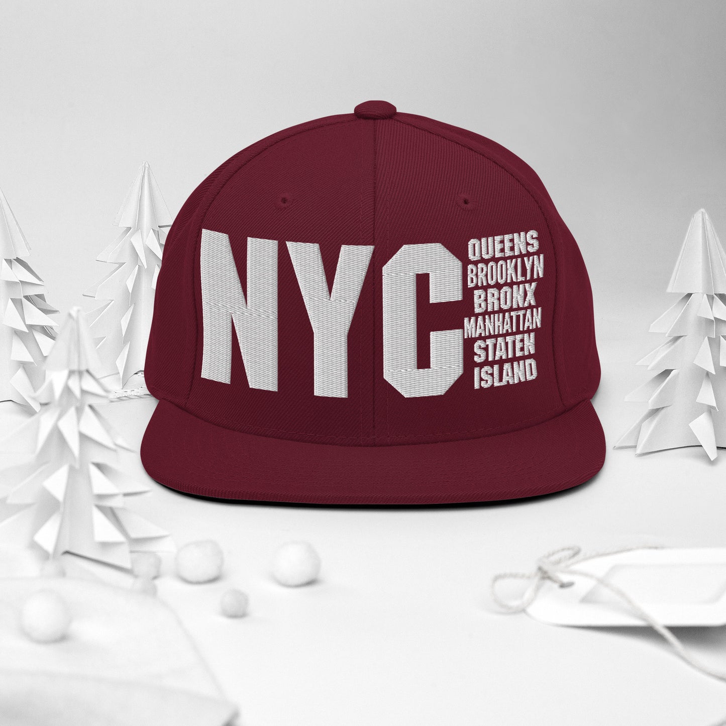 3D Puff Embroidered NYC 5 Boroughs Snapback Hat