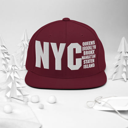 3D Puff Embroidered NYC 5 Boroughs Snapback Hat