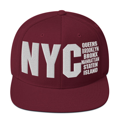 3D Puff Embroidered NYC 5 Boroughs Snapback Hat