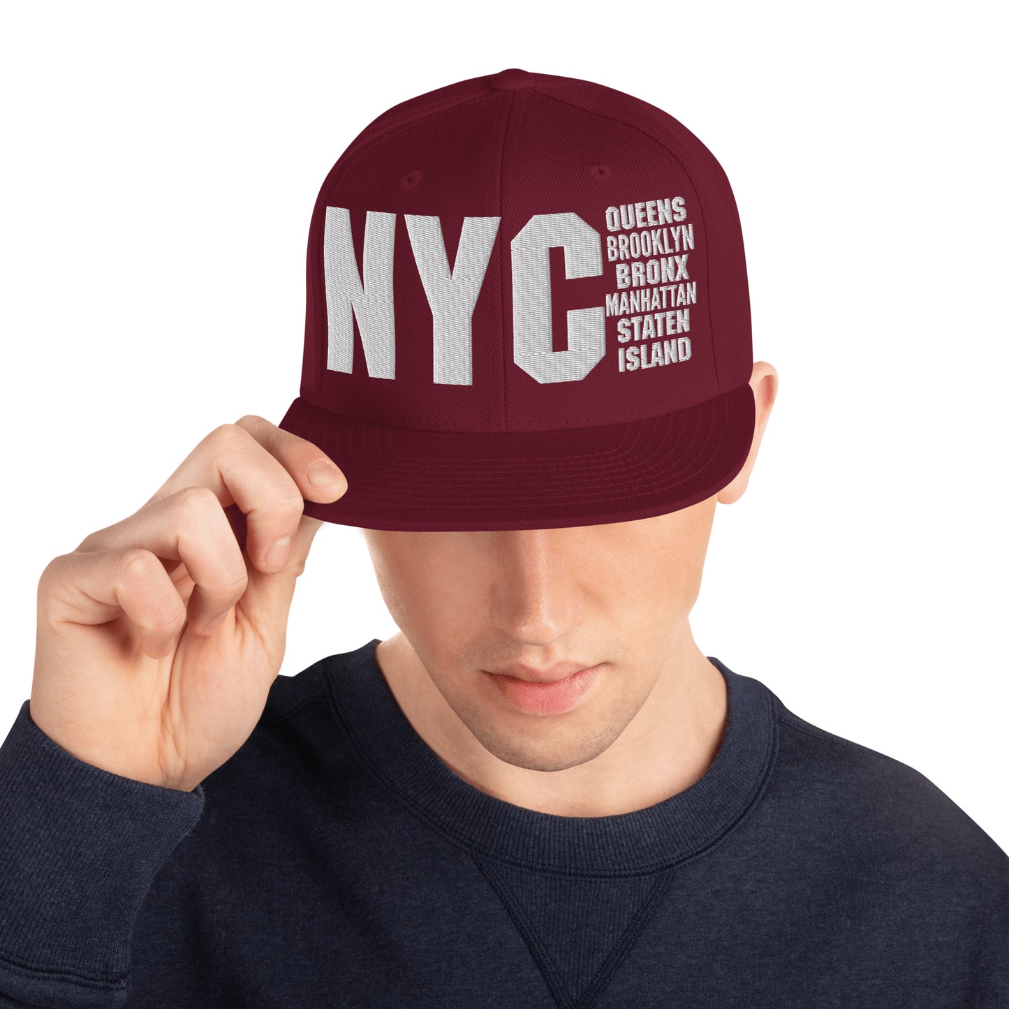 3D Puff Embroidered NYC 5 Boroughs Snapback Hat