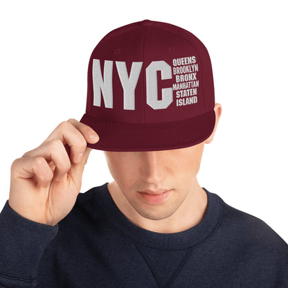 3D Puff Embroidered NYC 5 Boroughs Snapback Hat