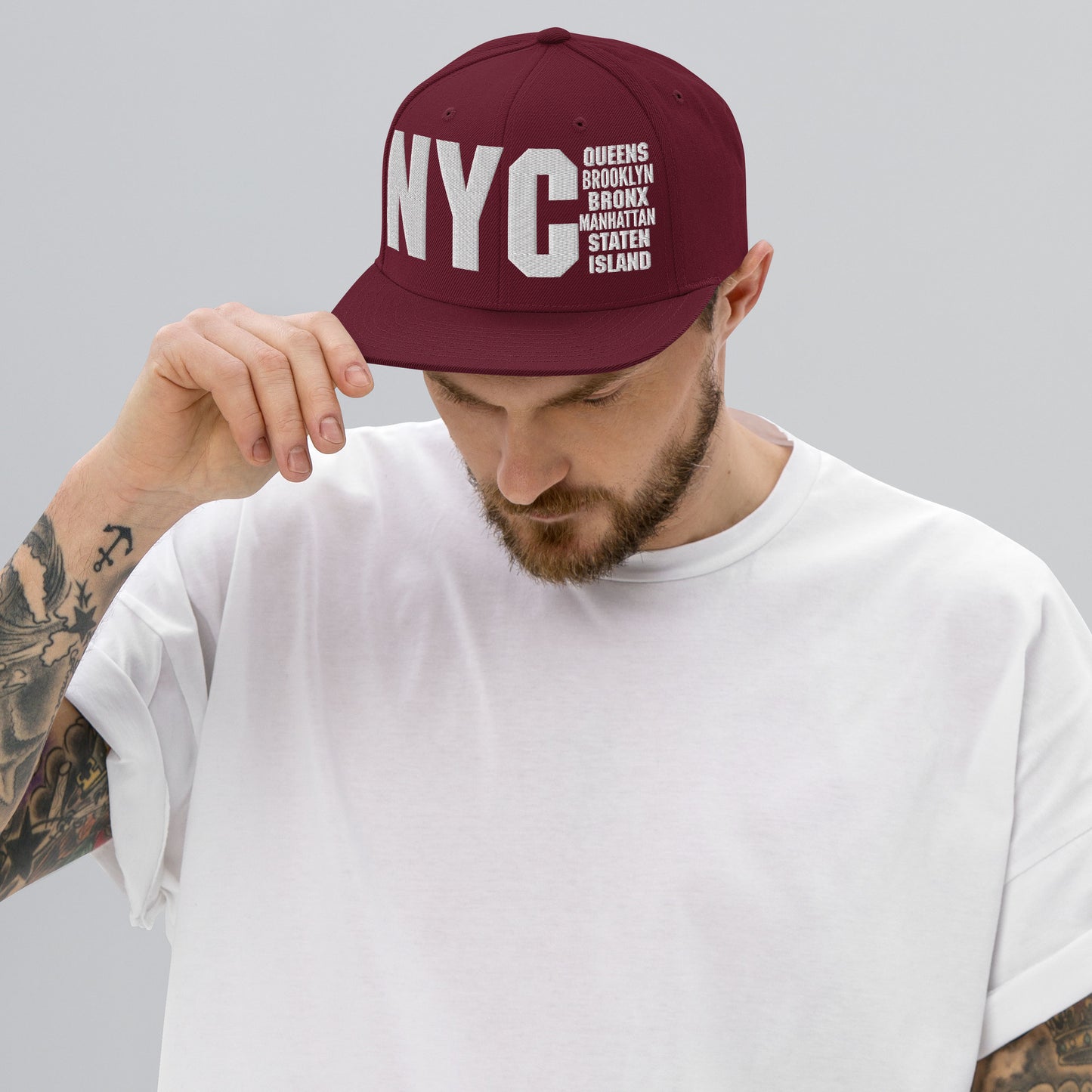 3D Puff Embroidered NYC 5 Boroughs Snapback Hat