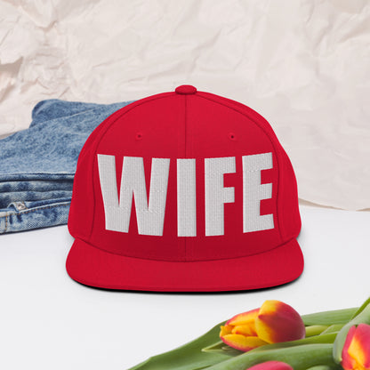 3D Puff Embroidered Wife Snapback Hat