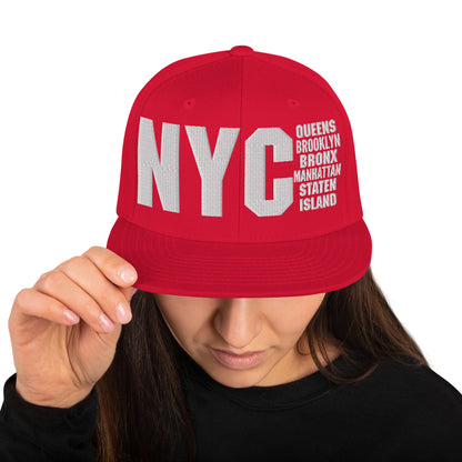 3D Puff Embroidered NYC 5 Boroughs Snapback Hat