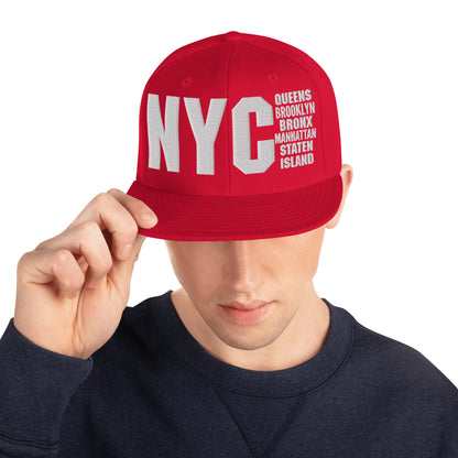 3D Puff Embroidered NYC 5 Boroughs Snapback Hat