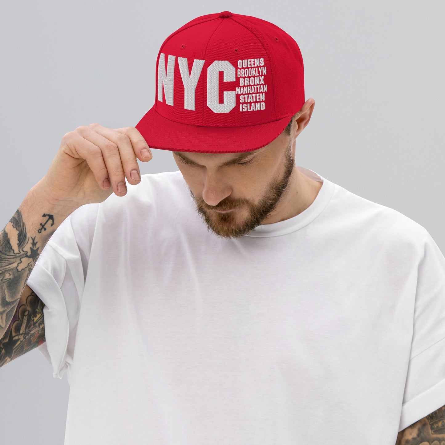 3D Puff Embroidered NYC 5 Boroughs Snapback Hat