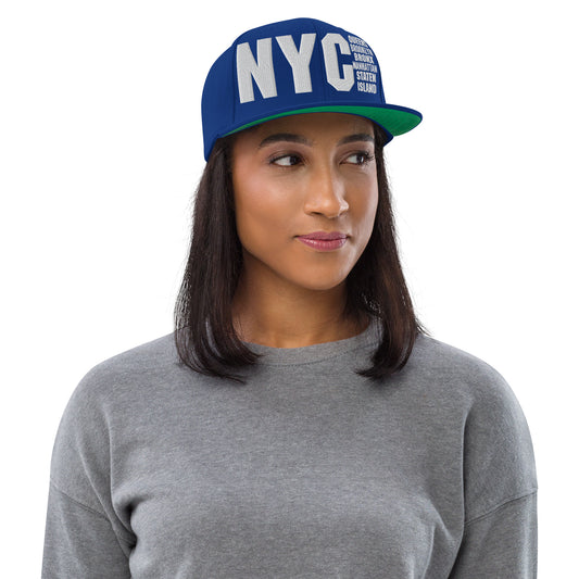 3D Puff Embroidered NYC 5 Boroughs Snapback Hat