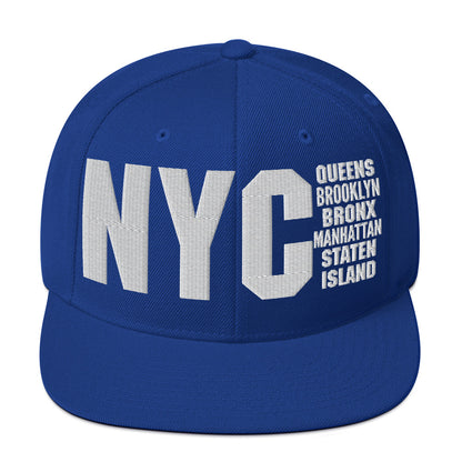 3D Puff Embroidered NYC 5 Boroughs Snapback Hat