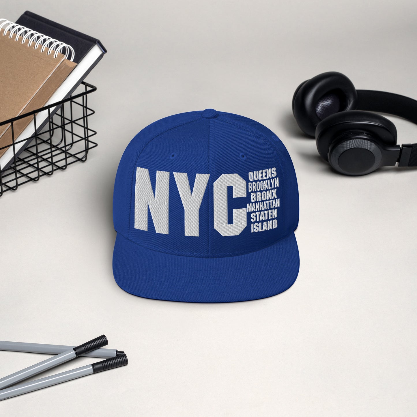 3D Puff Embroidered NYC 5 Boroughs Snapback Hat