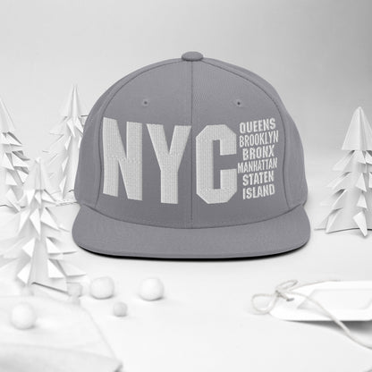 3D Puff Embroidered NYC 5 Boroughs Snapback Hat