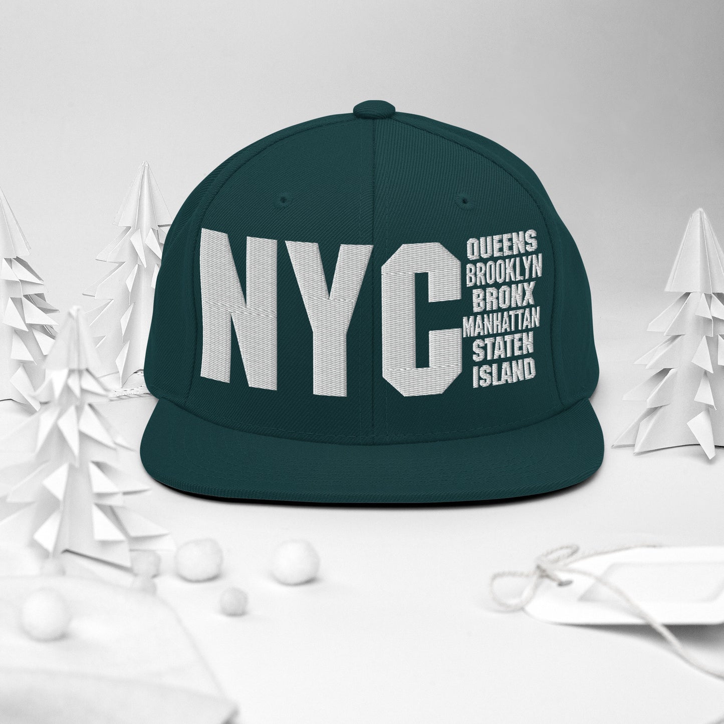 3D Puff Embroidered NYC 5 Boroughs Snapback Hat