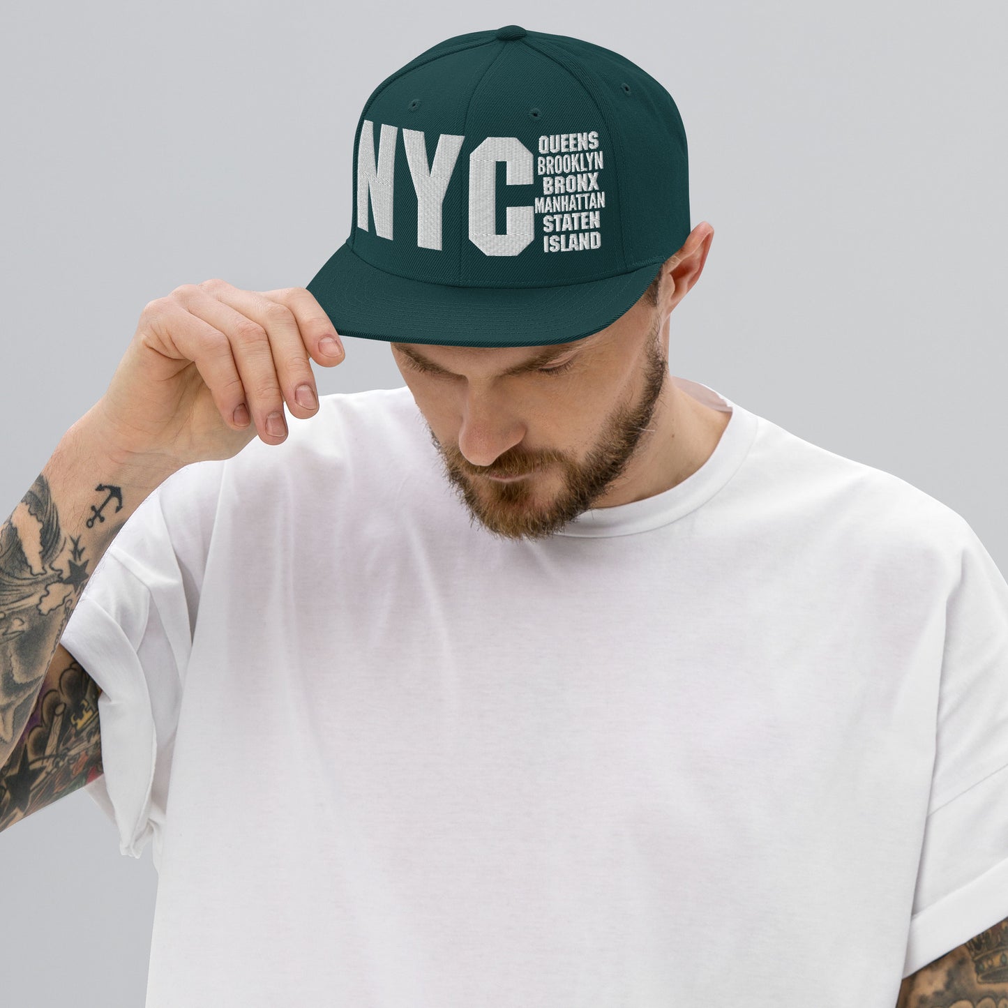 3D Puff Embroidered NYC 5 Boroughs Snapback Hat