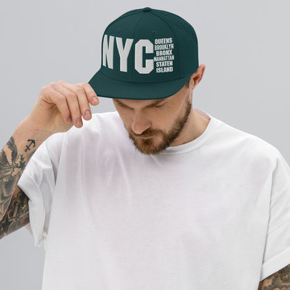 3D Puff Embroidered NYC 5 Boroughs Snapback Hat