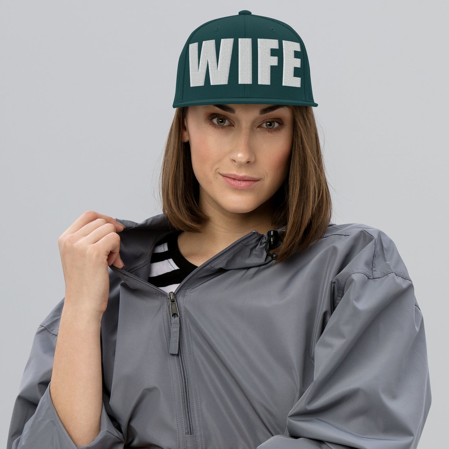 3D Puff Embroidered Wife Snapback Hat