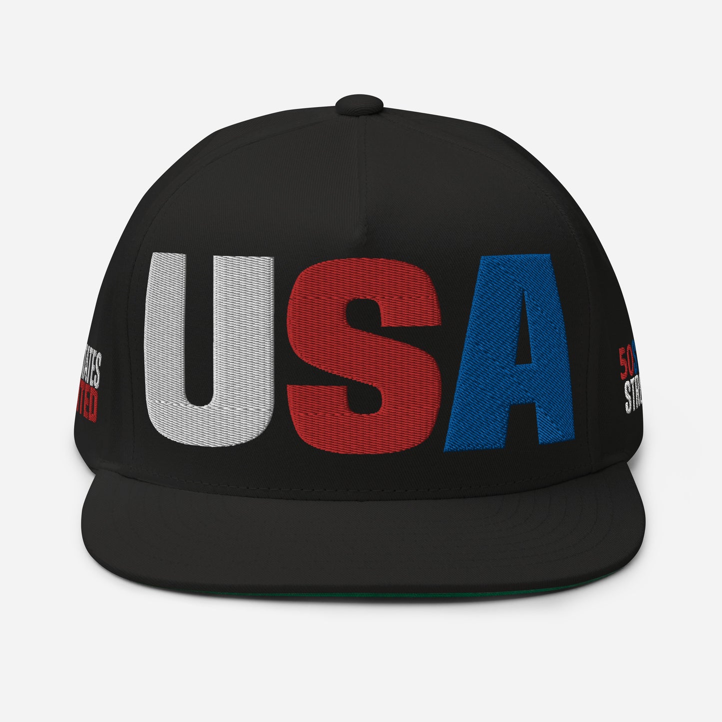 Casquette plate solide brodée 3D Puff colorée USA 50 États-Unis 50 États