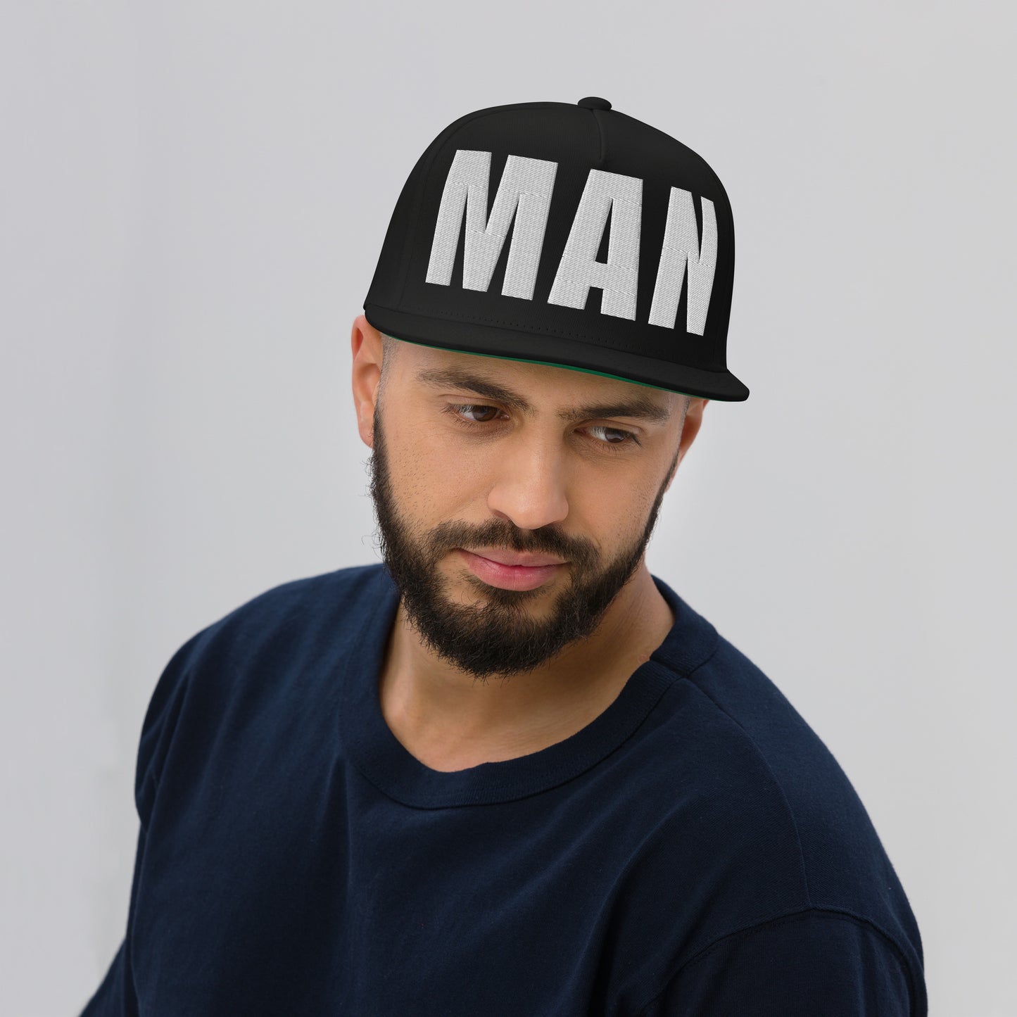 3D Puff Embroidered Man Flat Bill Cap