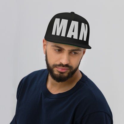 3D Puff Embroidered Man Flat Bill Cap
