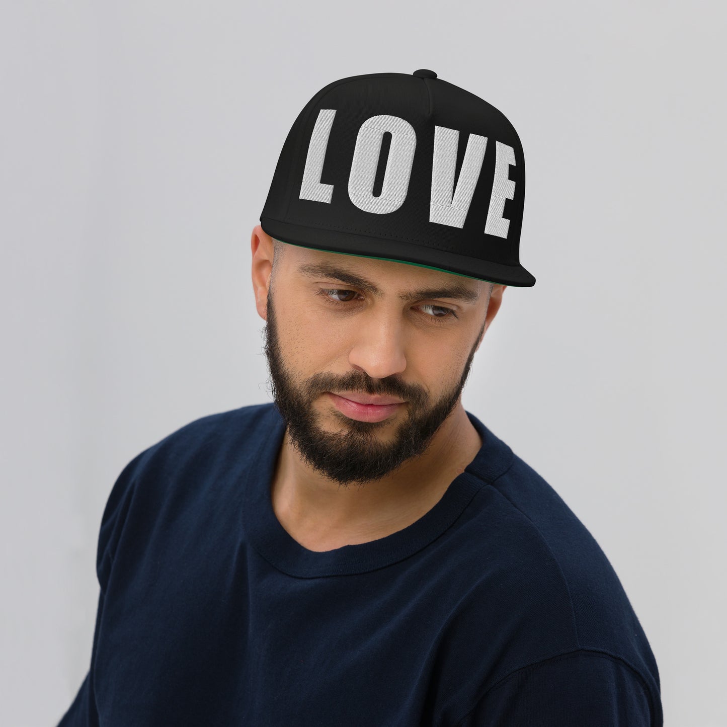 3D Puff Embroidered Love Flat Bill Cap