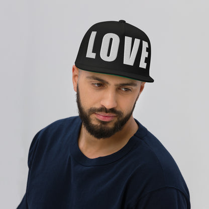 3D Puff Embroidered Love Flat Bill Cap