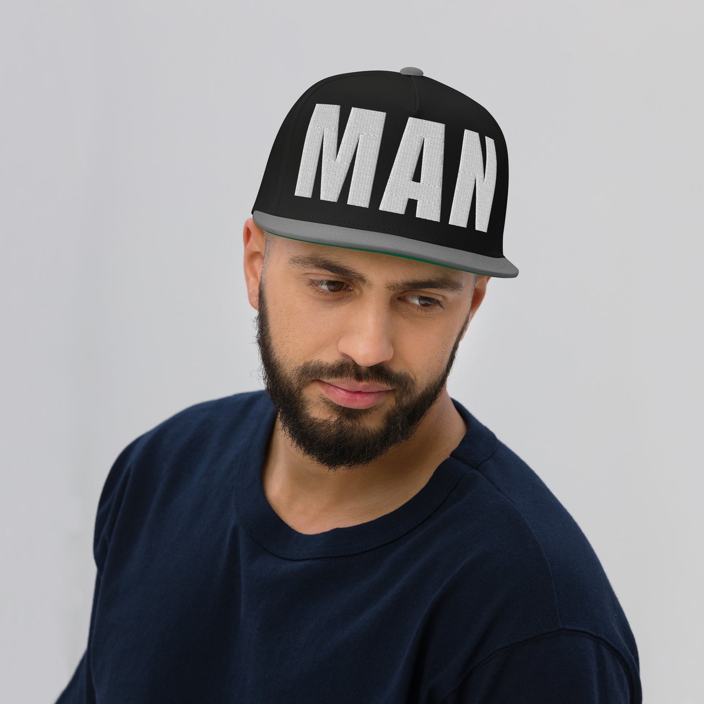 3D Puff Embroidered Man Flat Bill Cap