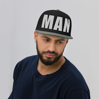 3D Puff Embroidered Man Flat Bill Cap