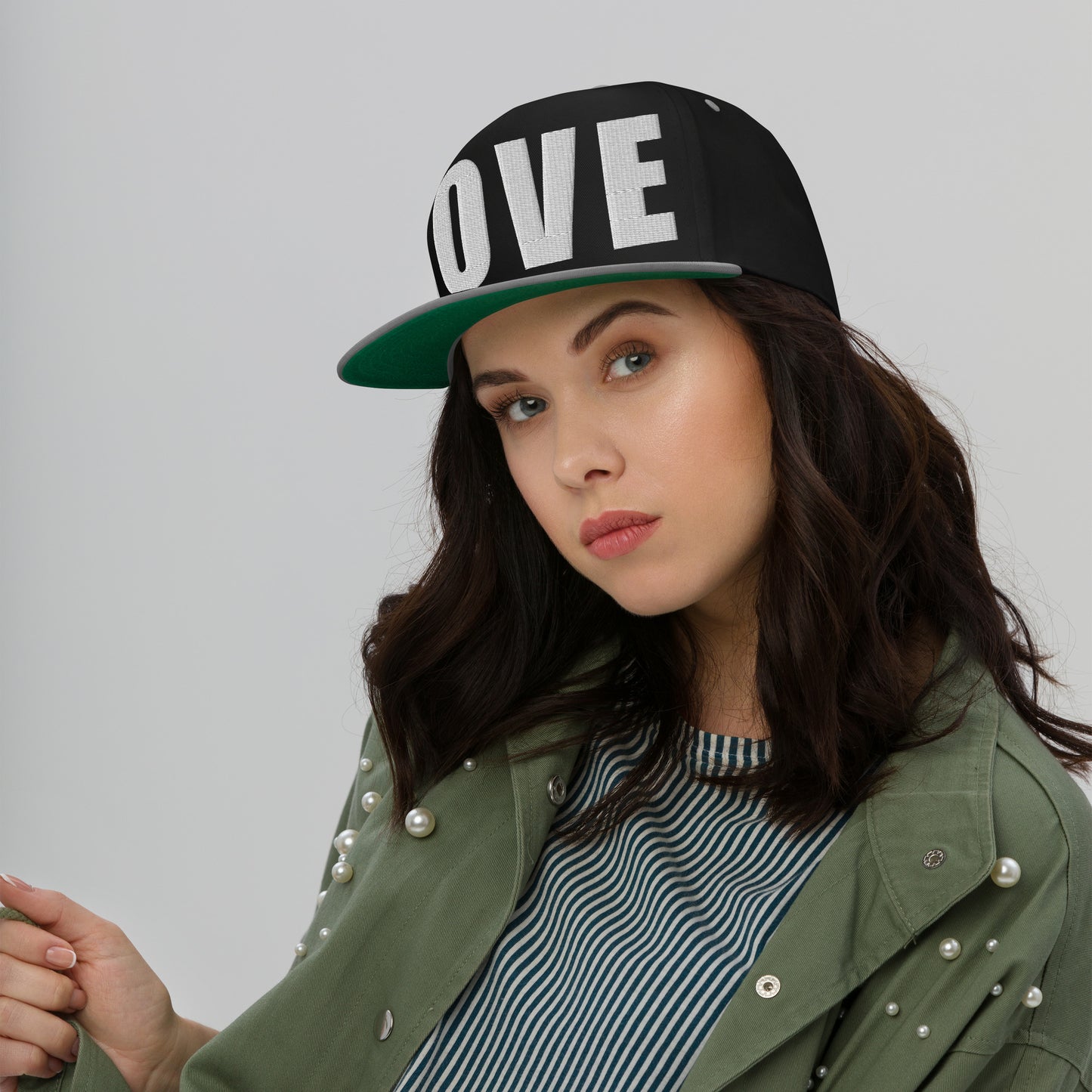 3D Puff Embroidered Love Flat Bill Cap