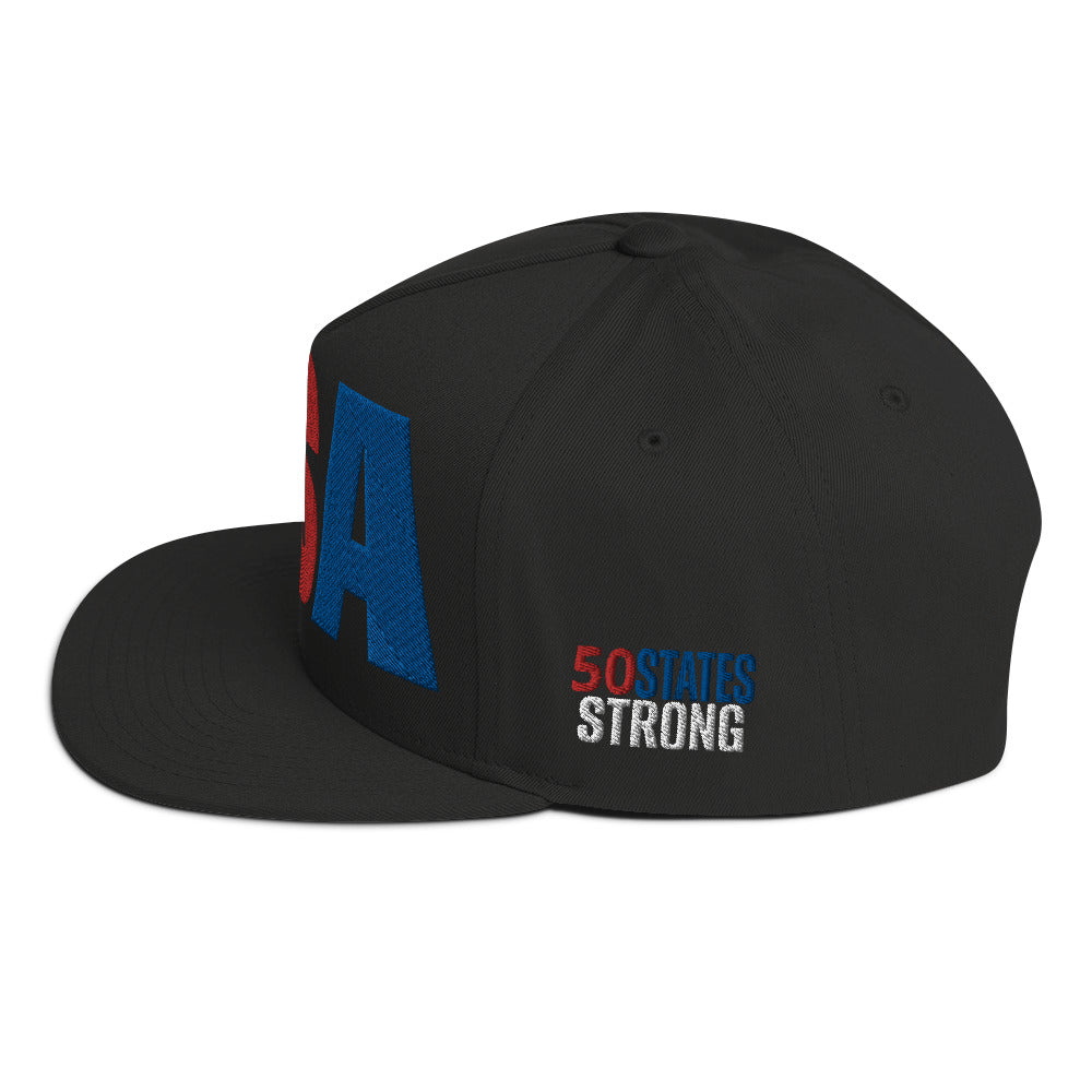 Casquette plate solide brodée 3D Puff colorée USA 50 États-Unis 50 États