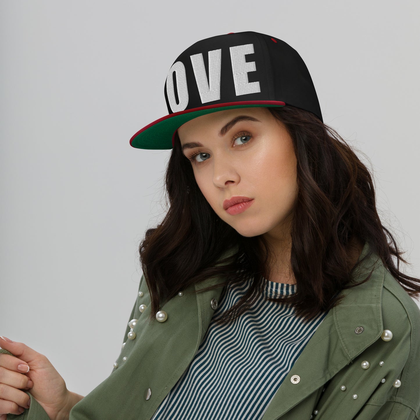 3D Puff Embroidered Love Flat Bill Cap