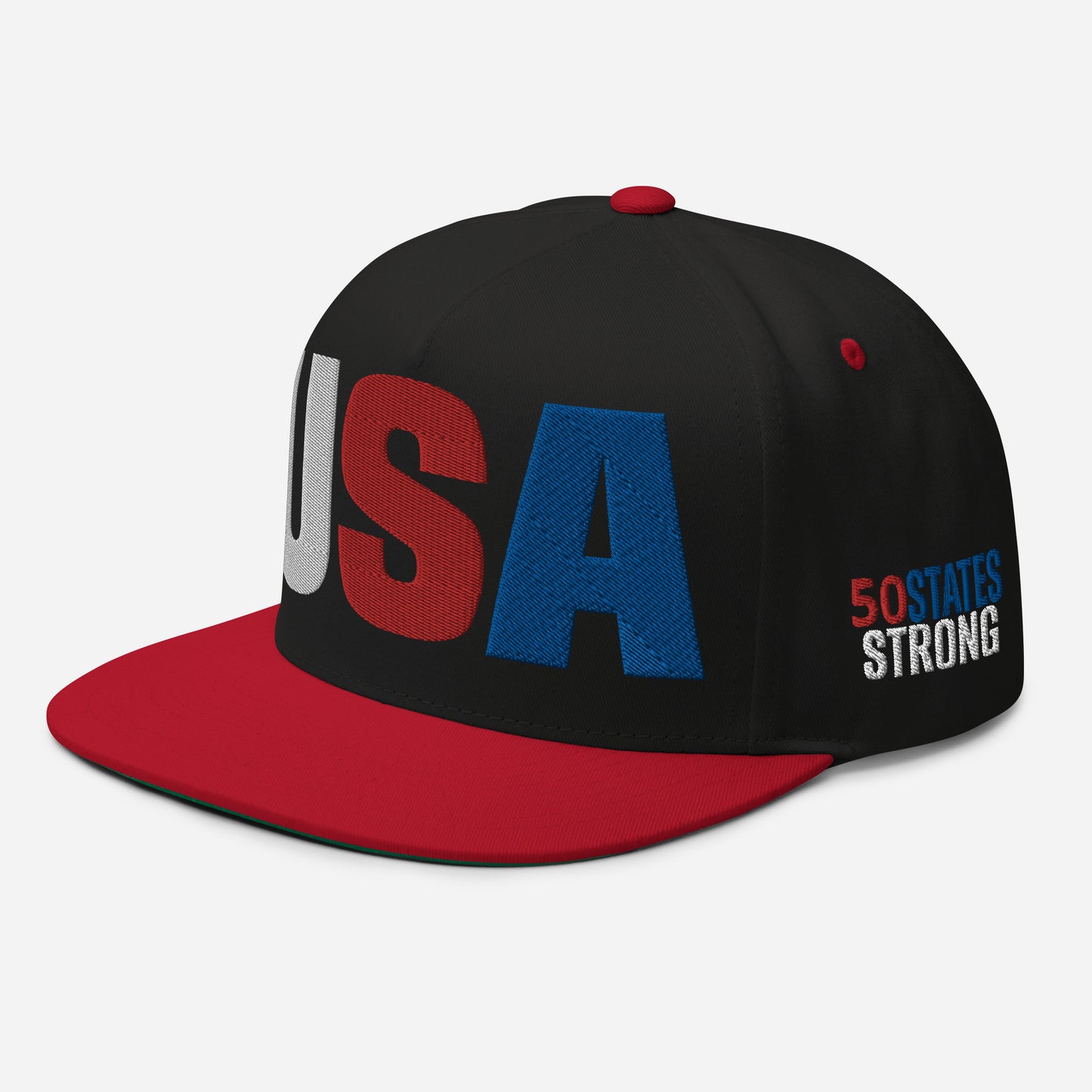 Casquette plate solide brodée 3D Puff colorée USA 50 États-Unis 50 États