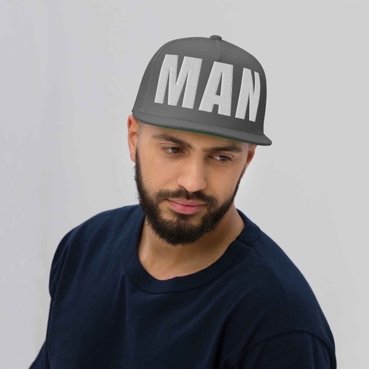 3D Puff Embroidered Man Flat Bill Cap