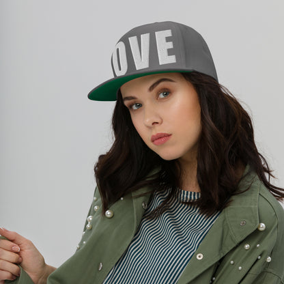 3D Puff Embroidered Love Flat Bill Cap