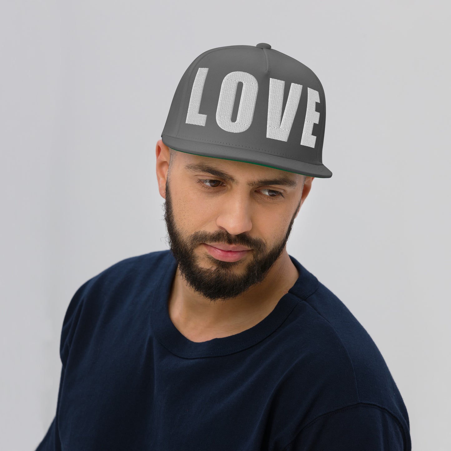 3D Puff Embroidered Love Flat Bill Cap