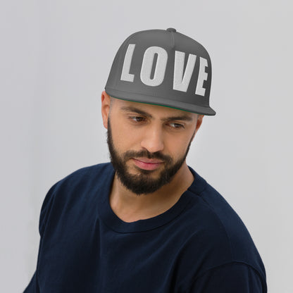 3D Puff Embroidered Love Flat Bill Cap