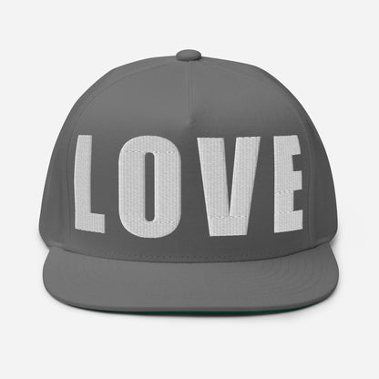 3D Puff Embroidered Love Flat Bill Cap