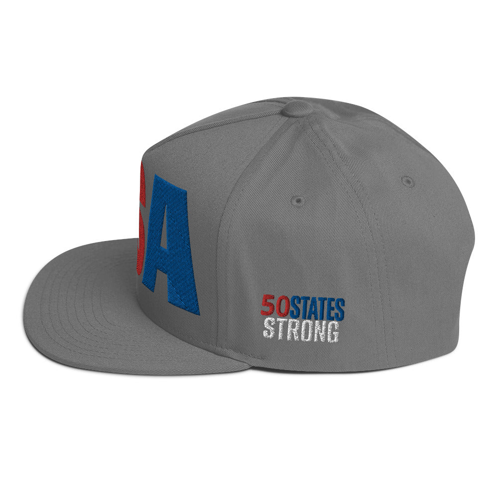 Casquette plate solide brodée 3D Puff colorée USA 50 États-Unis 50 États